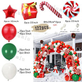 elvesmall Christmas Balloon Arch Set Candy Cane Aluminum Film Red Green White Father Christmas New Year Balloons Party Decoration Gifts