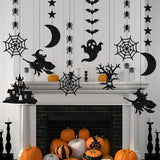 elvesmall 6pcs Halloween Hanging Banner Garland Scary Spider Witch Ghost Bat Pendant Ornament Happy Halloween Party Decorations for Home