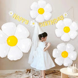 elvesmall 1/10Pcs Daisy Balloon Huge White Flower Aluminum Foil Balloons for Birthday Baby Shower Wedding Daisy Party Decorations Supplies