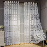 elvesmall  European Luxury Palace Jacquard Curtain for Living Room Bedroom White Geometric Hollowed Sheer Drape Window Treatment Custom #E