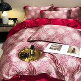 elvesmall Natural Mulberry Silky Blending Duvet Cover Set with Sheets High-end Satin Blending Silky Bedding Set Luxury Queen Bedding Sets