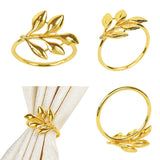 elvesmall 12Pcs Leaves Napkin Rings Buckle Gold Metal Napkin Holder for Christmas Wedding Birthday Party Dinner Table Decoration Supplies