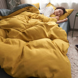 elvesmall Cream Style Pink Yellow Bedding Set Twin Full Queen King Size Bed Linen Girls Adults 180x220cm Bed Flat Sheet Pillowcase Kawaii