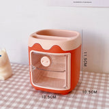 elvesmall Kawaii Pen Holder Desk Organizer Large Capacity Pencil Storage Box Cartoon School Office Stationery Supplies Pens Brush Stand