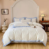 elvesmall Kawaii Princess Pure Cotton Bedding Set Full Size Lovely Ruffles Single Doubel Duvet Cover Set Girls Woman Cozy Bedding Sets