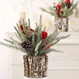elvesmall 25cm Flocking PE Simulation Christmas Pine Cone Tree Decoration High-quality Home Window Desktop Ornaments Mini Christmas Tree