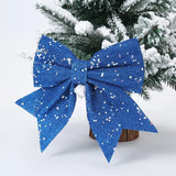 elvesmall 1/2PC Christmas Bows Hanging Decorations Gold Silver Bowknot for Christmas Tree Glitter Ornaments Pendant Xmas Gift Decoration