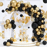 elvesmall Black Gold Balloon Garland Arch Kit Confetti Latex Ballon Birthday Party Decor Adult Graduation Baloon Wedding Decor Baby Shower