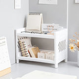 elvesmall Double Layer Desktop Storage Rack Plastic Large Capacity Storage Shelf Multi-functional Stationery Holder