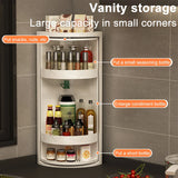 elvesmall Kitchen Rotating Storage Rack Corner Shelf 360° Rotateable Household Layered Adjustable Shelf Organizer Spice Cans Bottle Holder