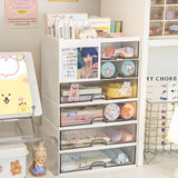 elvesmall Desktop Storage Box Organizer Desk Pen Holder Transparent Stationery Drawer Storage Rack Multi-functional Student Organizing Box