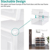 elvesmall 12-Piece Boot Shoe Storage Box, Stackable Clear Plastic  Organizer with  Door 20.5"  12.5"  5.5"