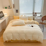 elvesmall  High Density Milk Fleece Warm Queen Bedding Set for Winter Plush Skin Friendly Warmth Duvet Cover Set King Thick Quilt Cover Set
