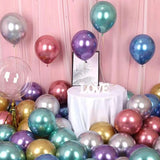 elvesmall 10Pcs Metal Latex Balloons Christmas Baby Shower Balloons Wedding Halloween New Year Ball Shape Birthday Party Decorations