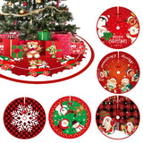 elvesmall 90cm Christmas Tree Skirt Red Rustic Snowflake Santa Claus Printed Xmas Tree Carpet Christmas Decor Mat New Year Decor For Home
