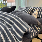 elvesmall  Winter Thickened Warm Flannel Queen Bedding Set Home Textile Cartoon Cute Duvet Cover Sheet Pillowcase 4pcs Luxury Bed Linen Set