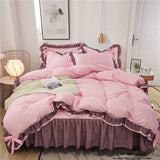 elvesmall Luxury Black Princess Bedding Sets Kawaii Bed Skirt Sheet Pillowcase Fashion Girl Duvet Cover 4 Pieces Home Decoration