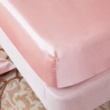 elvesmall High-End Satin Rayon Fitted Bedsheet Pillowcase Solid Color Elastic Band Mattress Cover Home Bedding Bed Sheet Matress Cover