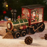 elvesmall Santa Claus Snowman Christmas Gift Crystal Sequins Christmas Eve Music Box Train Crystal Ball Ornaments Desktop Decoration