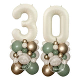 elvesmall  1set Creamy Number Balloon Tower Avocado Green Balloons Set For Adult 30 40 50 Birthday Party Decoration Kids Birthday Supplies