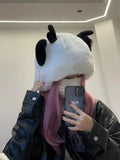 elvesmall Y2k Deer Ears Plush Hat Cute Girl Winter Imitation Rabbit Fur Lady Lolita Thickened Warm Ear Protector Hood