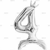 elvesmall  32 Inch Crystal Gradient Number Stand Foil Balloons with Crown Figures Globos 0-9 Birthday Party Decorations Wedding Baby Shower