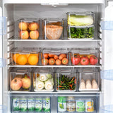 elvesmall Refrigerator Storage Box Food Vegetable Fruit Fresh Preservation Transparent PET Box Drain Kitchen Organizer Storage Containers
