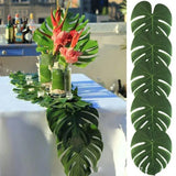 elvesmall 12pcs Artificial Tropical Palm Leaves Hawaiian Luau Safari Jungle Party Summer Wedding Birthday Home Table Decor Fake Plant