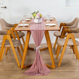 elvesmall Dusty Rose Chiffon Table Runner 70*300CM Wedding Dining Table Decoration Romantic Table Runner For Wedding Party Xmas