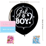 elvesmall Boy or Girl Gender Reveal Party Decoration 36'' Giant Black Latex Balloon Blue Pink Confetti Baby Shower Globos Supplies