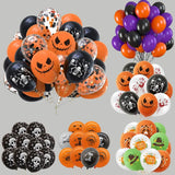 elvesmall 12pcs Halloween Party Balloon Dress Up Horror Vibe Event Decor Skeleton Pumpkin Bats Ghost Festival Party Decoration Balloons