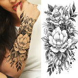 elvesmall Women's Fashion Flower Temporary Tattoos Sticker Fake Rose Feather TatooS Decal Waterproof Body Art Legs Arm Tatoos For Women