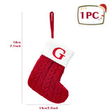 elvesmall Christmas Socks Knitting Snowflake Letter Stocking Christmas Decoration For Home 2024 Xmas Tree Ornament Gift Navidad Natal 2024