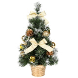 elvesmall  Mini Artificial Christmas Tree Home Bedroom Desktop Ornament Red Bow Pine Cone Party Christmas Decoration for Home Gifts