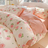 elvesmall Fresh Botanical Floral Bedding Set Washed Cotton Bed Linens Single Twin Full Size Quilt Cover Sheet Set for Girls Home Textiles