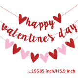 elvesmall 300cm Happy Valentine's Day Banner Paper Heart Banner Red Love Glitter Garland Banner Party DIY Decorations Photo Props Rope