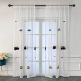 elvesmall  Cartoon Embroidery Car Curtain for Boys Kids Bedroom Sheer Voile Drape Window Treatment Home Decoration Custom