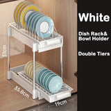 elvesmall Kitchen Pull Out Dish Racks With Drainboard Drawer Storage Sliding Mesh Cabinet Basket for Accessorie Pull Out Cabinet Organizer