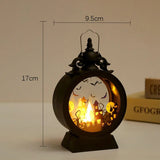 elvesmall Halloween LED Wind Night Light Portable Pumpkin Ghost Lantern Bar Desktop Ornament Halloween Decor Props Party Supplies DeskLamp