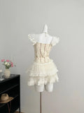 srczz  -  2000s Vintage Japanese Kawaii Suits Lolita 2 Piece Skirt Set Women Even Party Clothing Casual Y2k Crop Top Blouse + Slim Skirts
