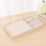 elvesmall Velvet Jewelry Tray Storage Drawer Small Stackable Beige Jewelry Boxes and Packaging Suitable for Ring Earrings Simple Practical