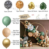 elvesmall Jungle Safari Green Balloon Garland Arch Kit Kids Birthday Party Supplies Deer Pattern Gold Latex Ballons Baby Shower Decoration