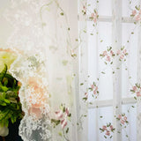 elvesmall  Romantic Embroidery Lace Pink Floral Curtain for Living Room Sheer Voile Drape Princess Bedroom Wedding Home Decoration #E