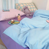 elvesmall  Home Textile Girl Kids Bedding Set Honey Peach Pink Duvet Cover Sheet Pillowcase Woman Adult Beds Sheet King Queen Full Pink