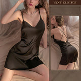 elvesmall  Sexy Women Sleepwear Sling Back Silk Sexy Pajamas For Sleeping Women Soft Nightgown Pajama Women's Party Dress Women's Lingerie