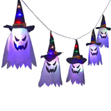 elvesmall LED Halloween Decoration Flashing Light Gypsophila Ghost Festival Dress Up Glowing Wizard Ghost Hat Lamp Decor Hanging Lantern