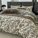 elvesmall New Winter Thickened Milk Velvet Four Piece Set Luxury Fashion Coral Velvet Quilt Cover Soft Bedding Set 220x240cm Home Textiles