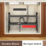 elvesmall  Shelf Under The Sink Flexible Layered Rack Cabinet Organizer Sundries Telescopic Holder Countertop Storage Rack Under Sink Shelf