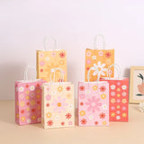 elvesmall 6Pcs Sweet Daisy Flower Paper Kraft Gift Packing Bags with Handle Candy Favor Bag Wedding Baby Shower Kids Birthday Party Decor