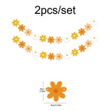 elvesmall 2PCS Gradual Daisy Flowers Pull Flowers Birthday Party Scene Decoration Pull Flag